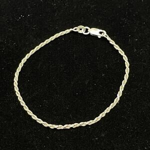 Italian 925 Sterling Silver 1.8mm Rope Link Bracelet 7" Unisex Men Women